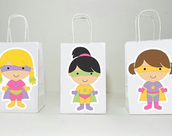 Superhero Goody Bags, Girl Superhero Goody Bags, Superhero Favor Bags, Superhero Gift Bags, Superhero Party Bags