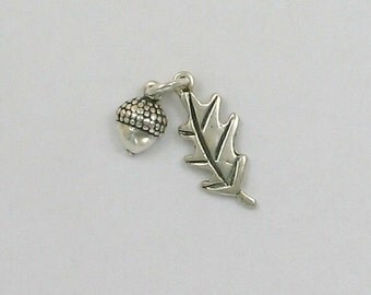Sterling Silver Movable Acorn & Oak Leaf Charm