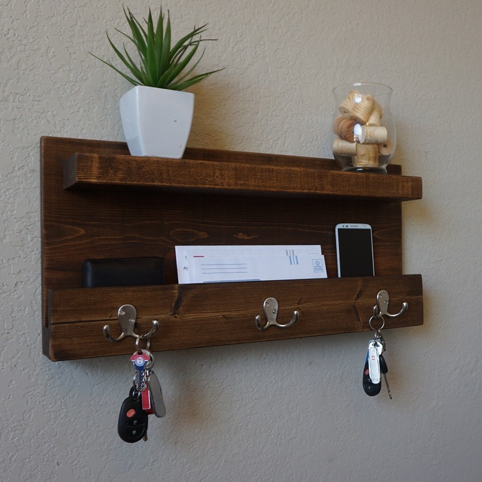 Modern Rustic Mail Organizer w/ Shelf