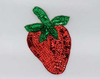 Medium Strawberry Sequin Appliques 6"x 3.5"