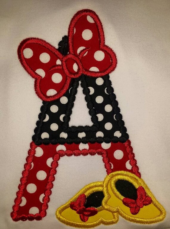minnie mouse alphabet letter disney vacation birthday applique