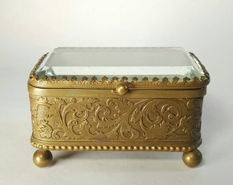 Antique Brass Jewelry Casket, Made in Germany