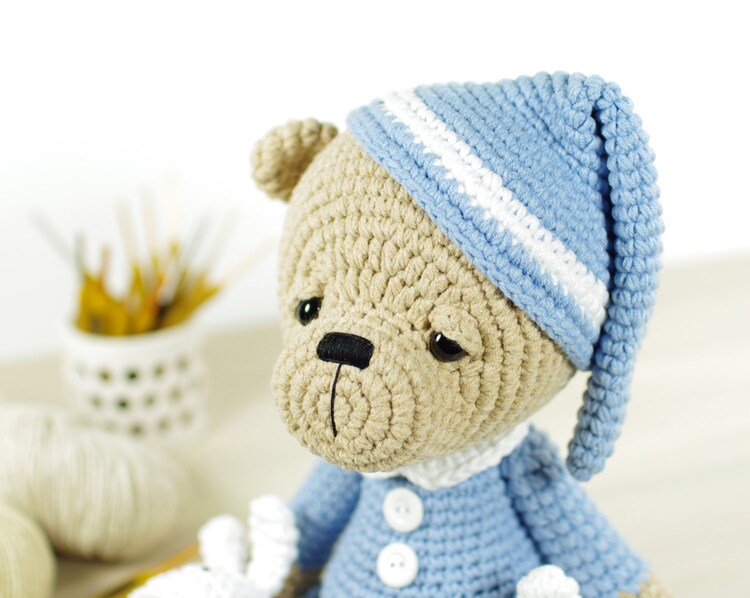 PATTERN: Sleepy Teddy Bear in Pajamas and Bunny by KristiTullus