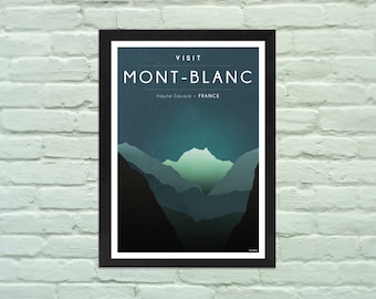 Mountain Art Print : Visit Mont-Blanc, mountain wall art, Alps poster, mountain art, ski, chamonix, mountain poster, instant download