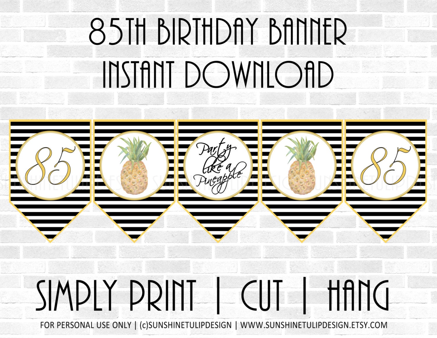 85th Birthday Banner Printable 85th Birthday Printable Party