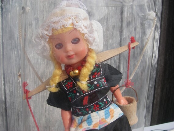 Vintage Souvenir Doll 1950's Dutch Girl With Wooden Yoke