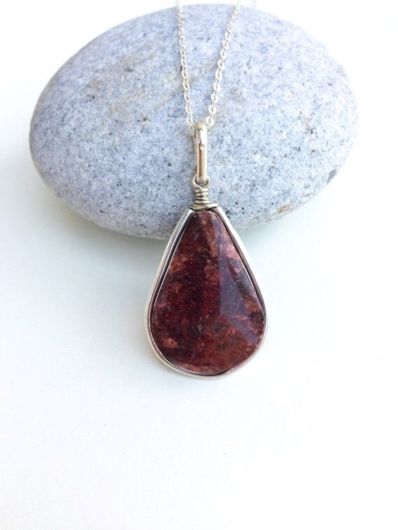 Red Jasper pendant Sterling Silver pendant natural red