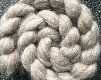 Custom blended roving for spinning or felting - Silky Oats - natural coloured BFL, tussah silk, 100g