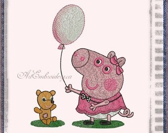 Peppa Pig - Machine Embroidery Designs Set for a Babies and Children of a series "Old Toy"