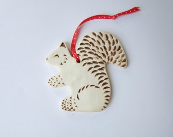 Squirrel Ornament, Clay Ornament, Christmas Ornament