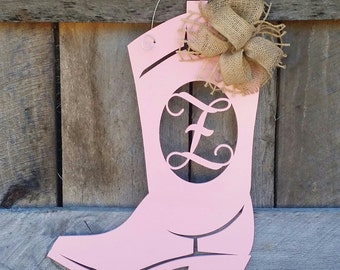 Boot Door Hanger - Personalized Boot - Painted Initial Door Hanger - Cowboy Boot - Cowgirl Boot - Western Door Hanger -