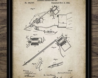 tattoo machine patent print set of 4 tattoo gun design tattoo machine patent print set of 4 tattoo gun design