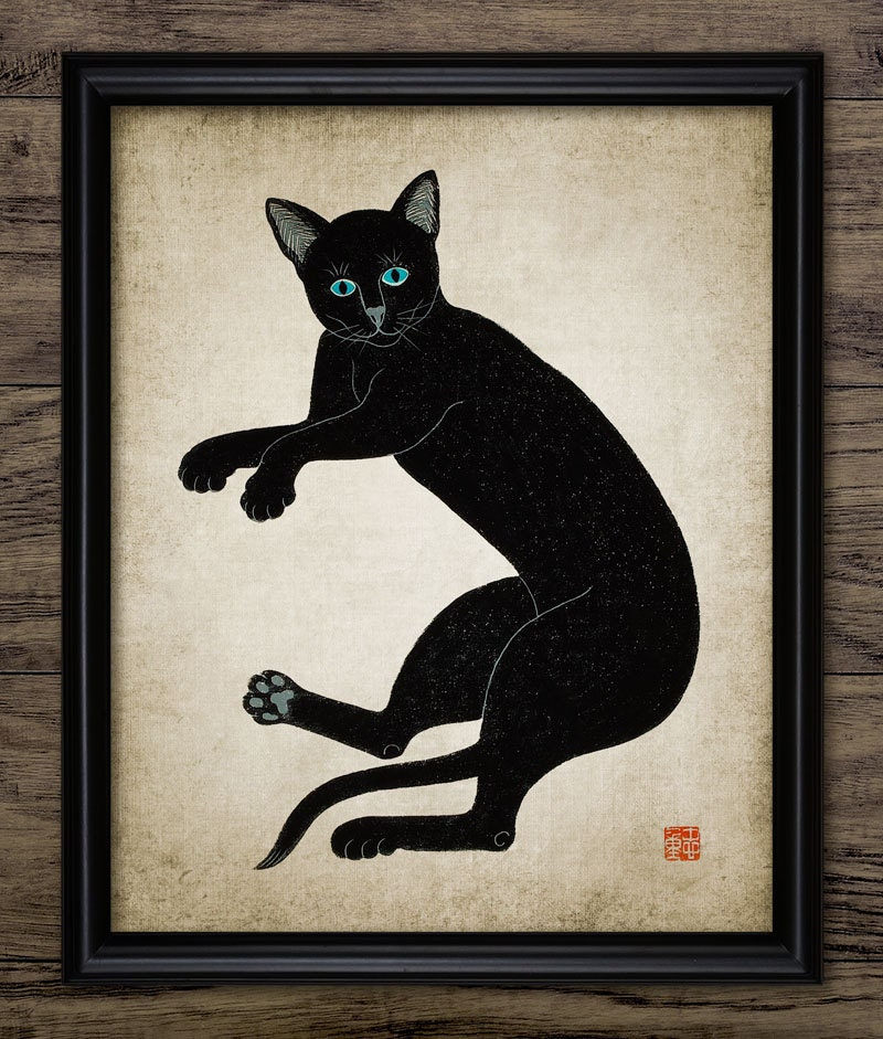 Vintage Japanese Cat Print Japanese Woodblock Art Japanese