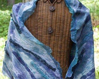 Nuno Felted Wrap, Scarf - Hand Made and Hand Dyed