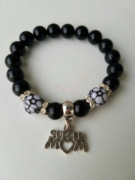 Soccer Mom Charm Bracelet Soccer Beaded Jewelry by LiviWear