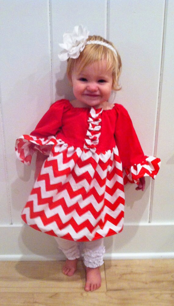 Girls Valentines Dress Red Chevron Dress Baby by YourLittleLoves