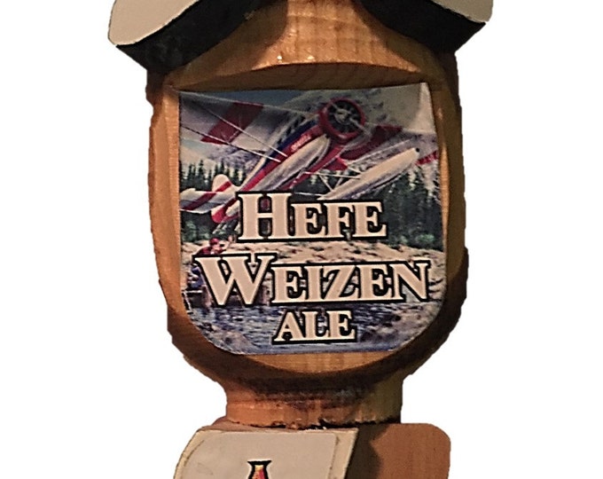 Vintage Aviator Ale Beer Tap Handle - Rare Protype Wood Hefe Weizen Ale Beer Tap - Retro Man Cave Beer Tap