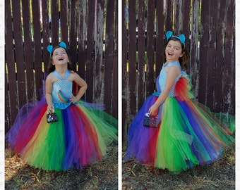 Rainbow Tutu Inspired Rainbow dash costume - Rainbow Birthday party, Tea party, size nb to 12years