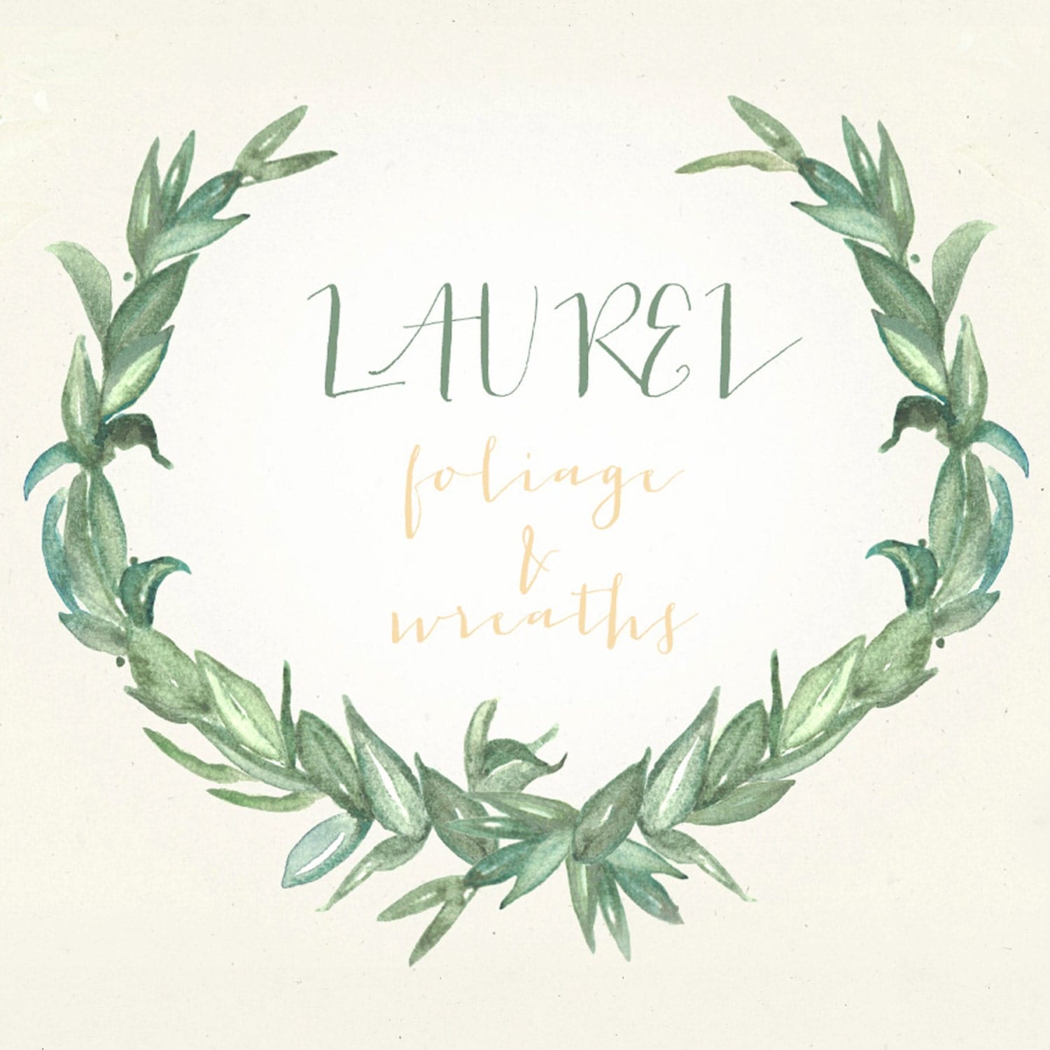 Laurel wreaths and foliages. Watercolor clip art hand drawn.