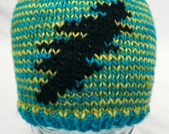 Grateful Dead Hat, Knit 13 Point Lightening Bolt Hat, Striped Hat, Handmade Hat, Hand Knit Hat, Soft Hat, Merino Wool Hat, Knit Wool Hat
