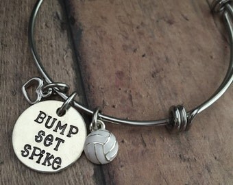 Volleyball Bracelet, Hand Stamped Bracelet, Volleyball Jewelry, Volleyball Gifts, Volleyball Coach Gift, Senior Gift, Volleyball Charm