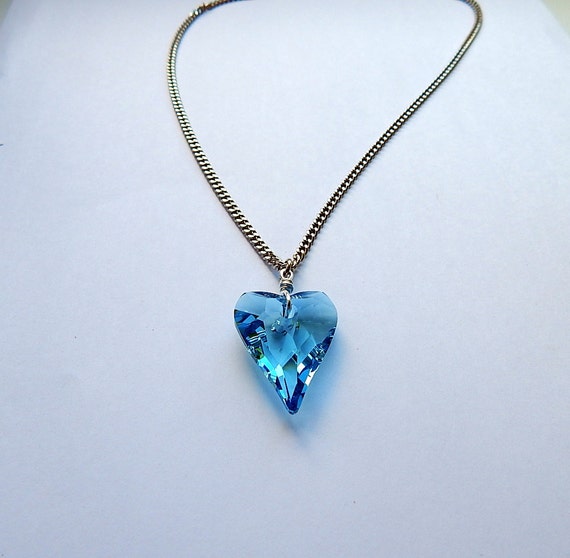 Blue heart Necklace Swarovski swarovski pendant Swarovski