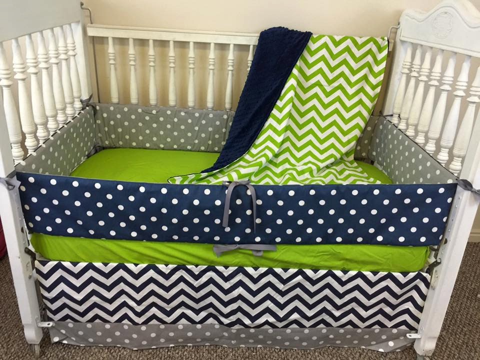 Navy and Lime Green Crib Bedding/Green crib by ...