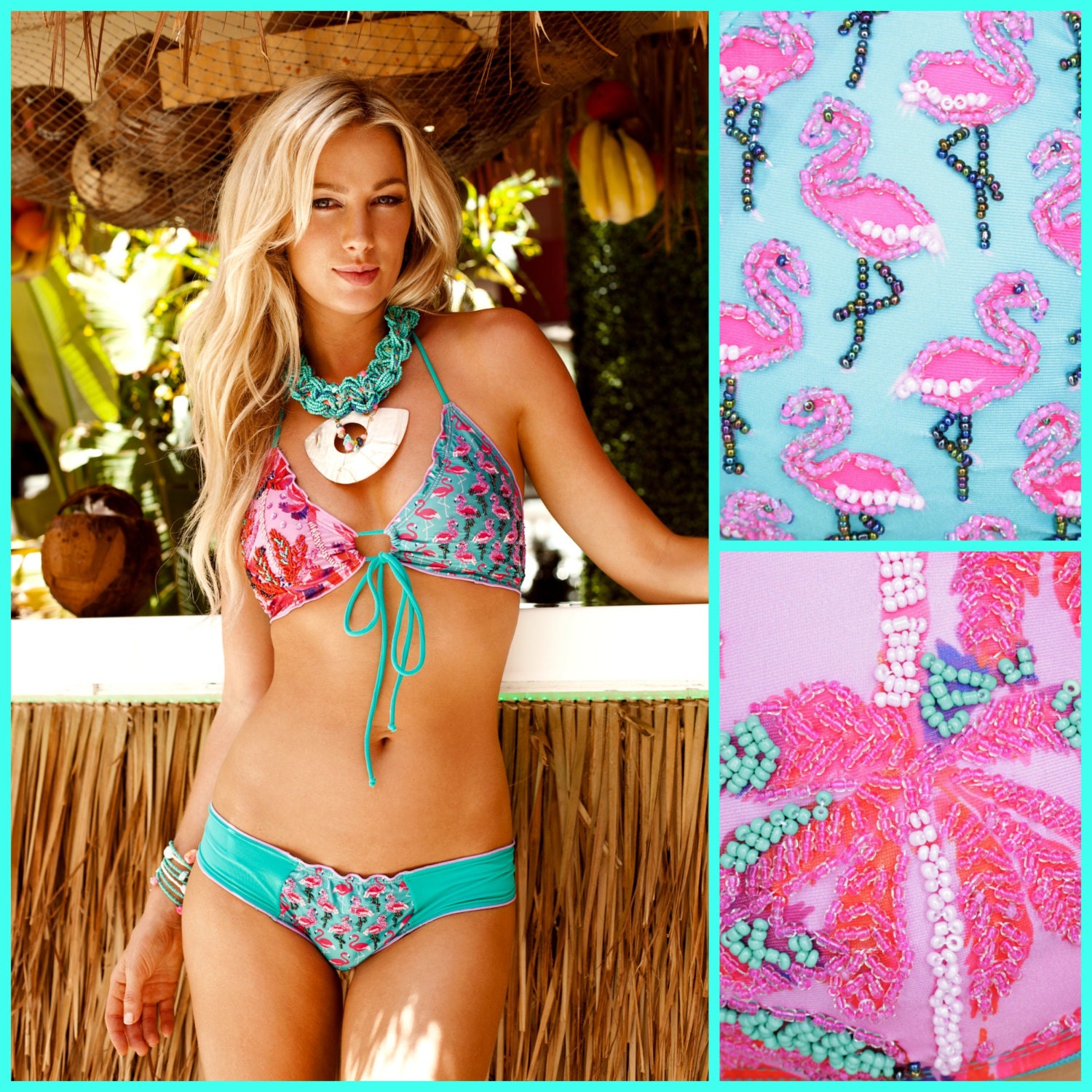 Flamingo Bikini Cute Bikini Unique Swimsuit Sequin Bikini