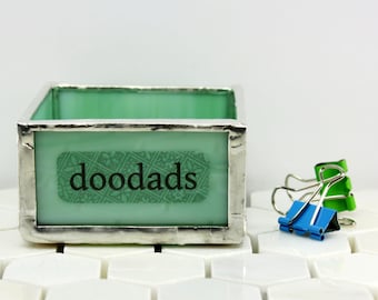 Yellow Glass Storage Box Bee Illustration Desk by BalsamrootGlass