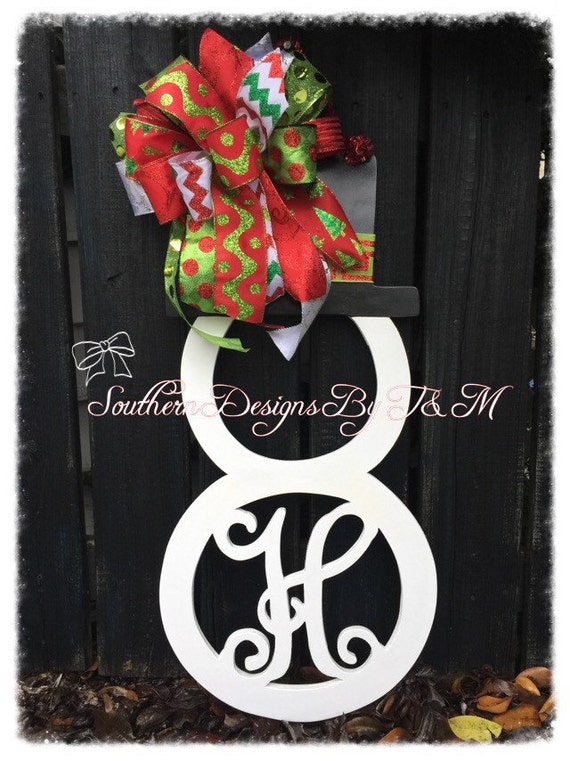 Initial Snowman door hanger wall decor wall hanger