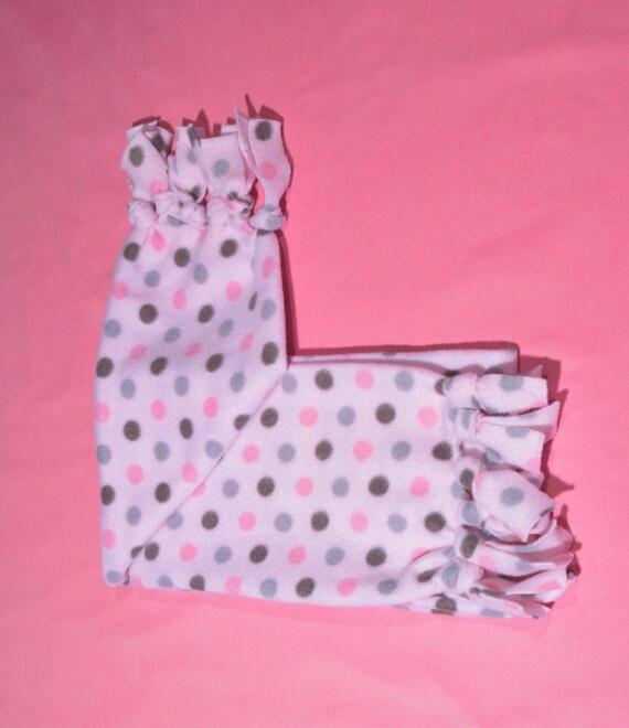 Pink, Gray and Black Polka Dotted Tied Fleece Scarf
