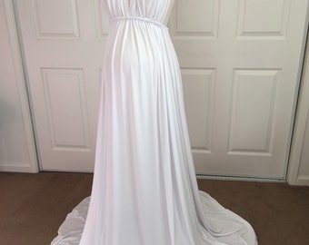 White Jersey Maternity Infinity Gown, Maternity Dress, Maternity photo props, senior photo, wedding gown, bridesmaid dress