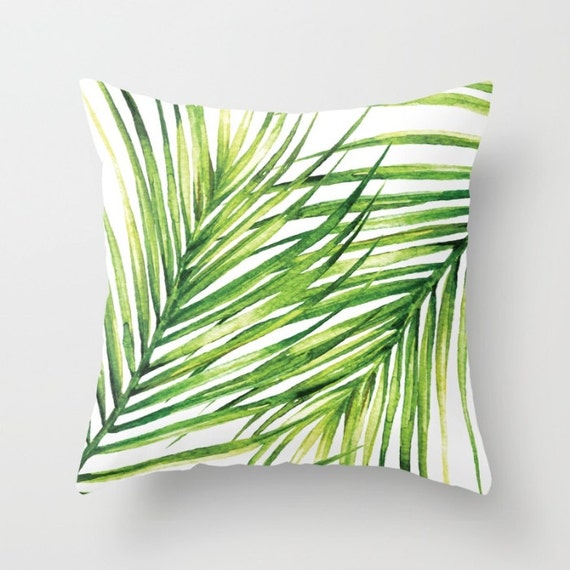 Modern Botanical Leaf Pillow Cover Tropical Palm Leaf Pillow
