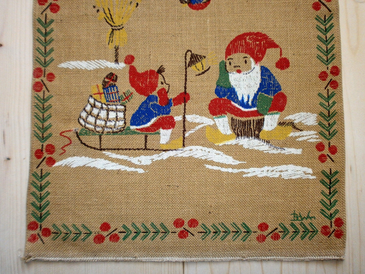 Vintage Christmas wall hanging Santa Claus wall art print