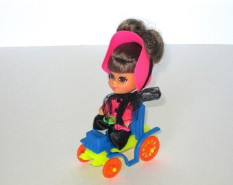 1969 Kiddles N Kars - Mattel Liddle Kiddle 3641 - Henrietta Horseless Carriage - Blue Car - Brown Hair Updo And Eyes - Excellent Condition