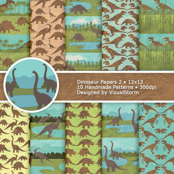 Dinosaurs Digital Paper Dinosaur Birthday Backgrounds Dinosaur