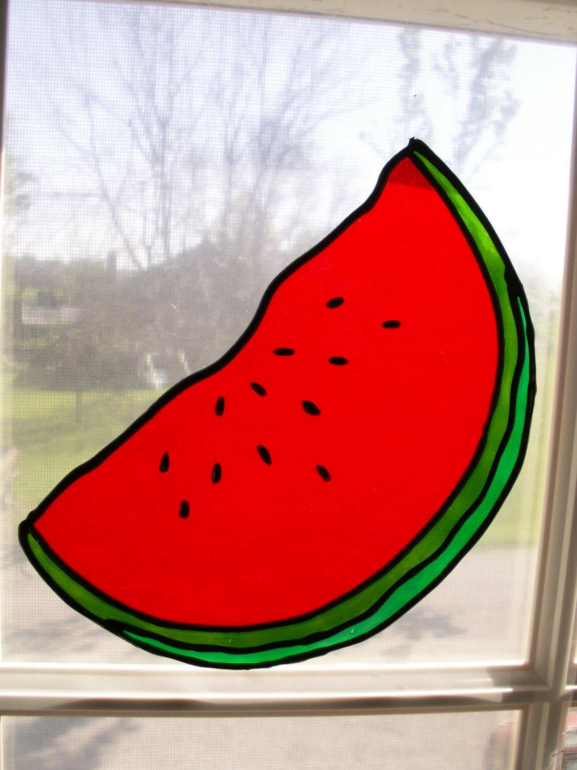 window cling faux stained glass suncatcher watermelon