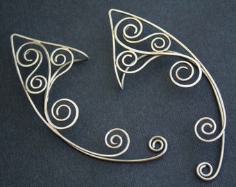 Elf ear cuffs, Wire wrapped ear cuffs, Elven ear cuffs, Wire ear cuffs, Silver ear cuffs