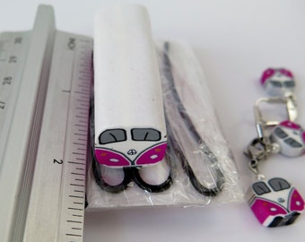 Fresh polymer clay bus /bulli cane pink
