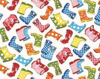 Puddle Jumpers Rain Boots cotton fabric, by Kathy Brown