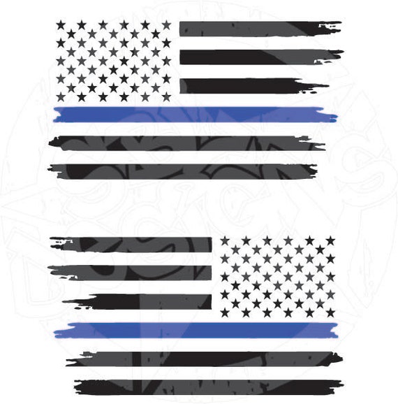 Download Distressed American Flags with Blue Line Back The Blue