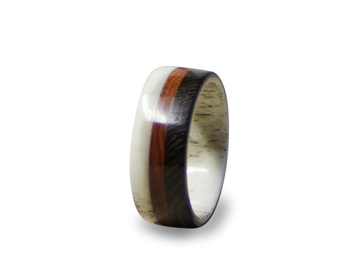 Antler men ring wenge and mahogany wood ring unisex ring