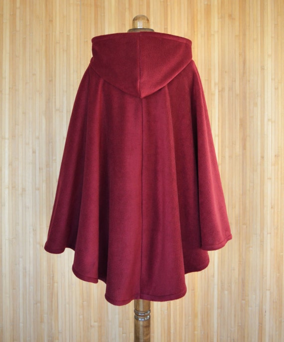 Burgundy Hooded Cloak Dark Red Hooded Cape Plus by DeliCatStudio