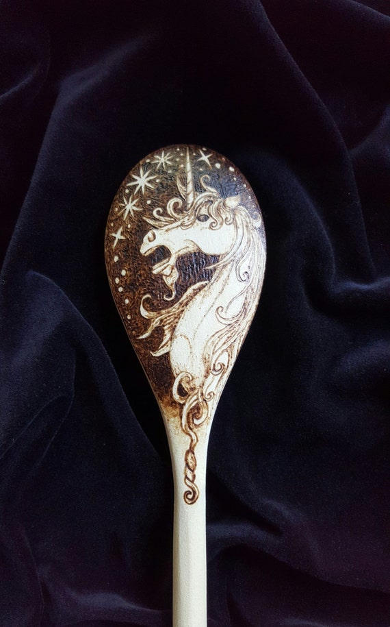 Kitchen Witch Wand Wooden Spoon Unicorn by