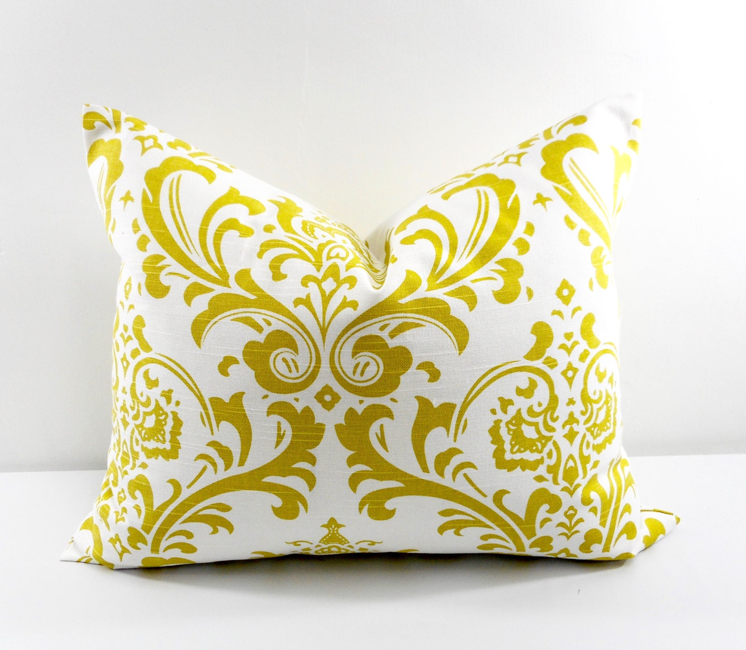 Green Pillow. Damask 16x20 Lumbar. Home decor. Artist Green