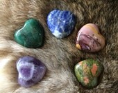 Gemstone Hearts, hand Carved