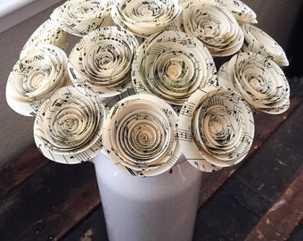 Paper Flowers - Paper Anniversary - Music Sheet Flowers - Music Teacher Gift - Wedding Flowers - Home Decor - Baby Shower - Centerpieces