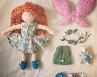 Deluxe 13 inch (33cm) Waldorf Doll Custom Doll Handmade By Silvercap.