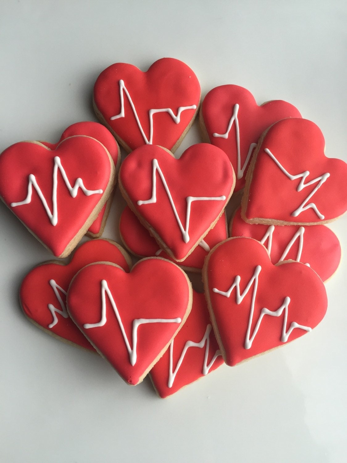 EKG Heart Sugar Cookies 1 Dozen