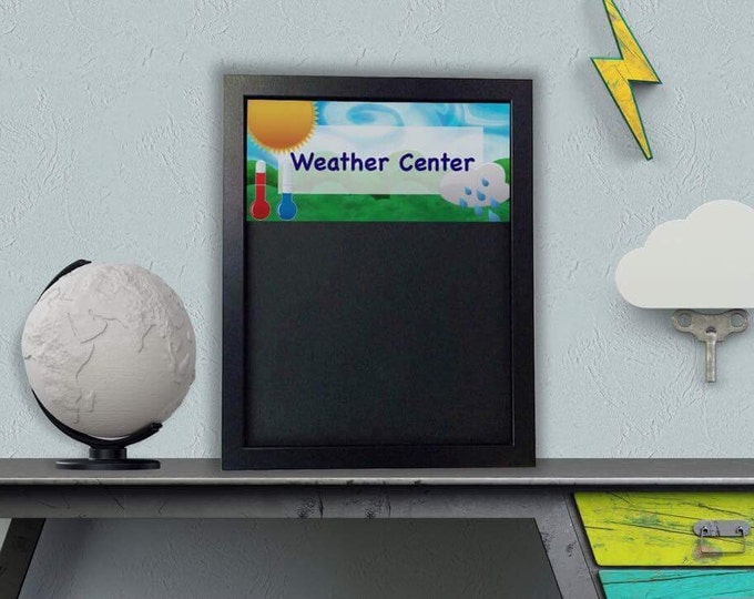 Classroom Weather Center - Framed Magnetic Chlkboard - Homeschool Science - Weather Calendar - Seasons
